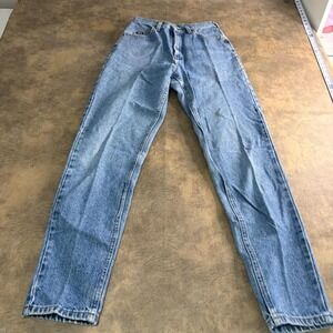 Lee Jeans Womens 8 LONG Blue High Waisted Straight Leg VTG Light Wash Mom 27x34